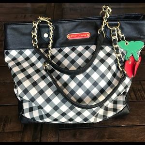 Betsy Johnson Black & White Gingham purse